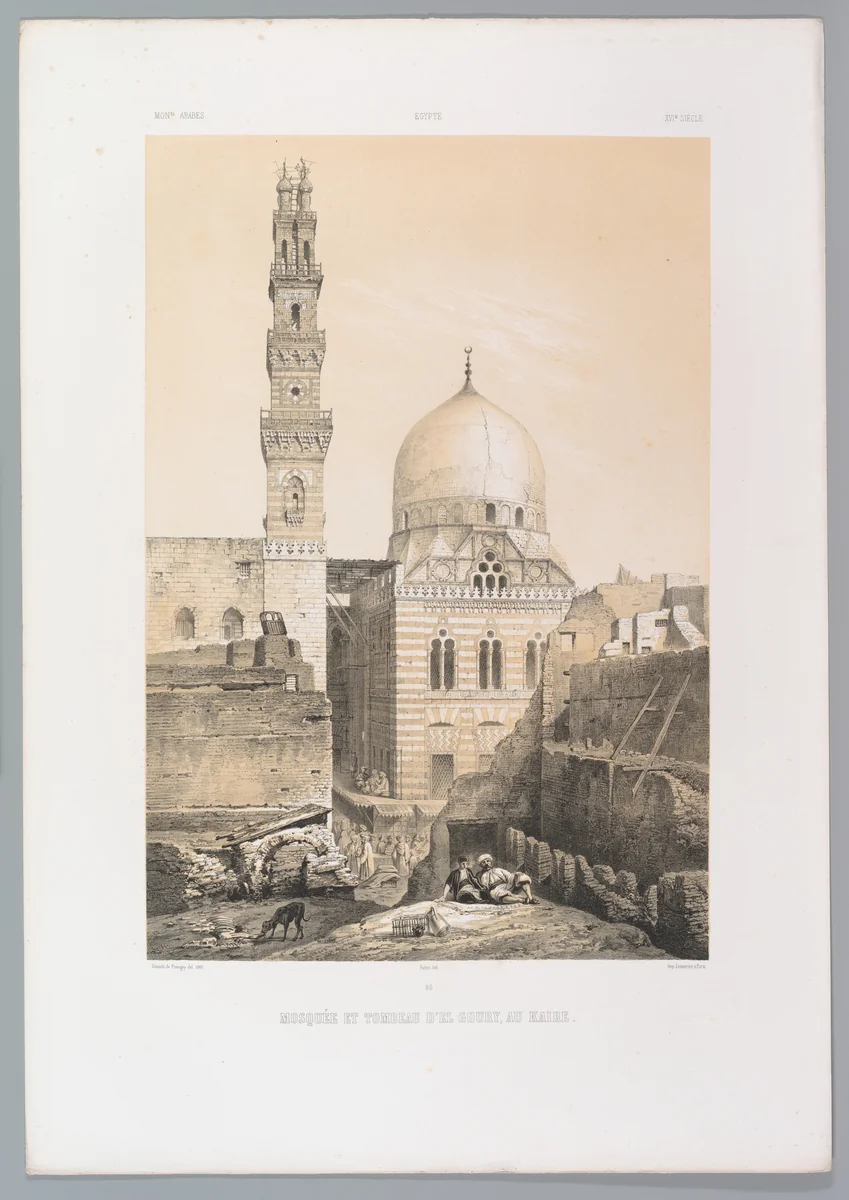 80. Mosquée et Tombeau d’el Ghoûry, au Kaire by Joseph-Philibert Girault de Prangey, print, 1843