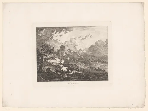 Storm aan kustlijn by anonymous, print, 1793-1832