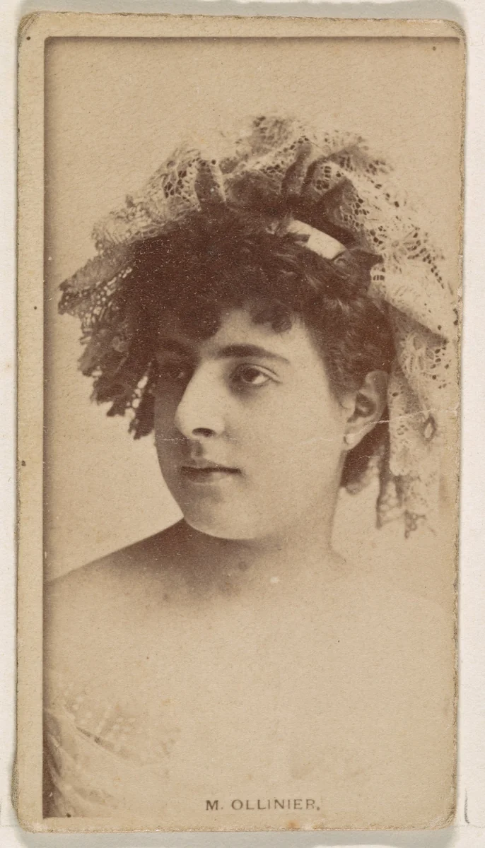 M. Ollinier, from the Actresses series (N245) issued by Kinney Brothers to promote Sweet Caporal Cigarettes by Kinney Brothers Tobacco Company, photograph, 1890