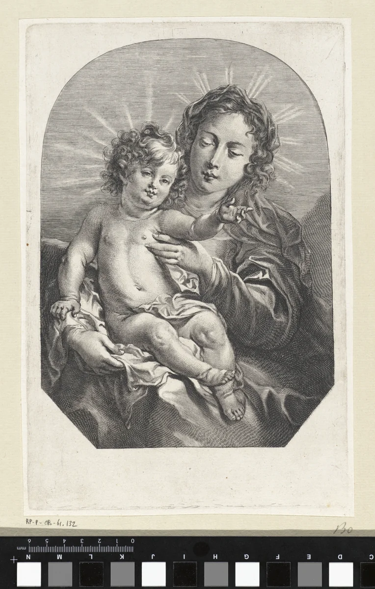 Maria met Christuskind met uitgestoken arm by Hans Witdoeck, print, 1625-1642