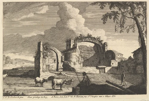 Le Bouvier Assis by Jean Morin, print, 1620-1650