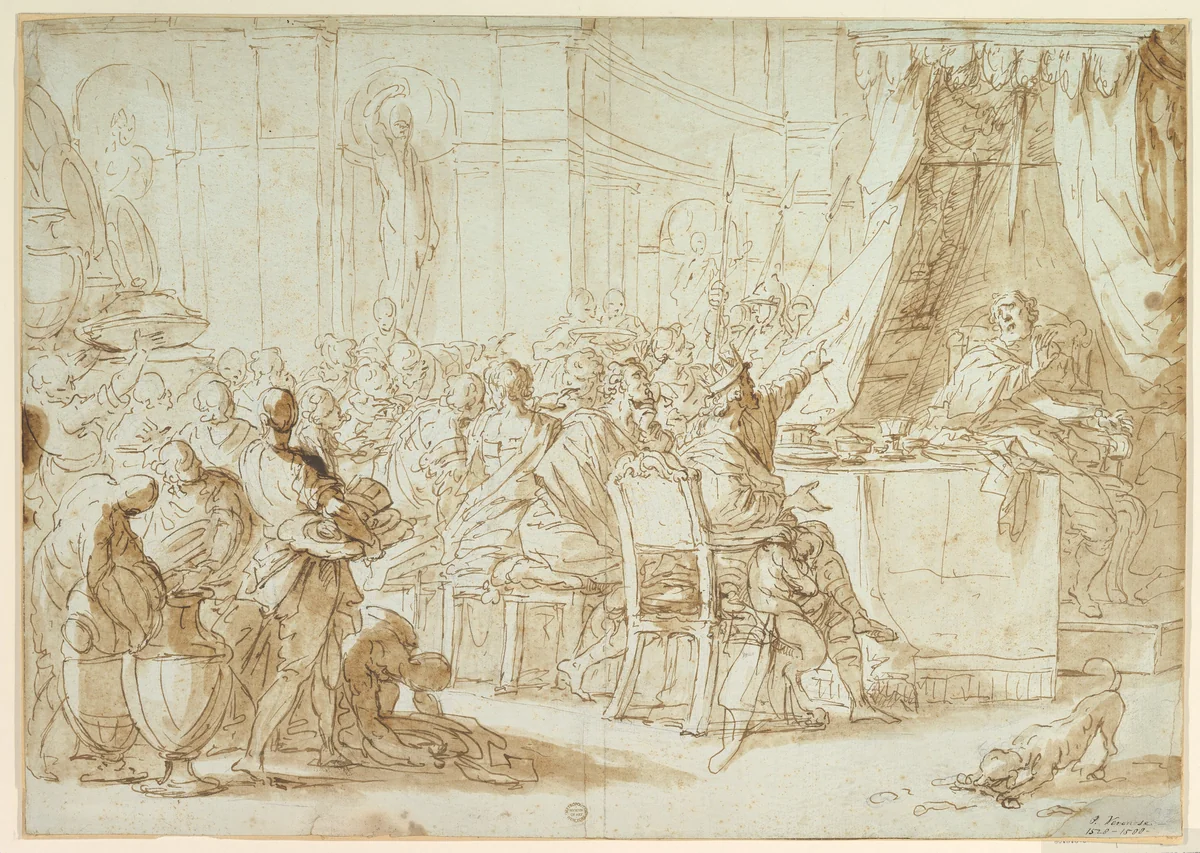 The Sword of Damocles by Giuseppe Piattoli, drawing, 1785-1807