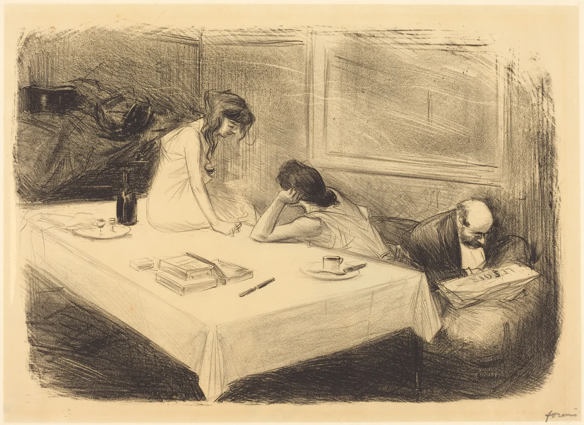 Le cabinet particulier (1ère planche) (The Private Room) (first plate) by Jean-Louis Forain, print, 1888-1898