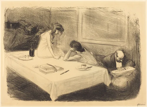 Le cabinet particulier (1ère planche) (The Private Room) (first plate) by Jean-Louis Forain, print, 1888-1898
