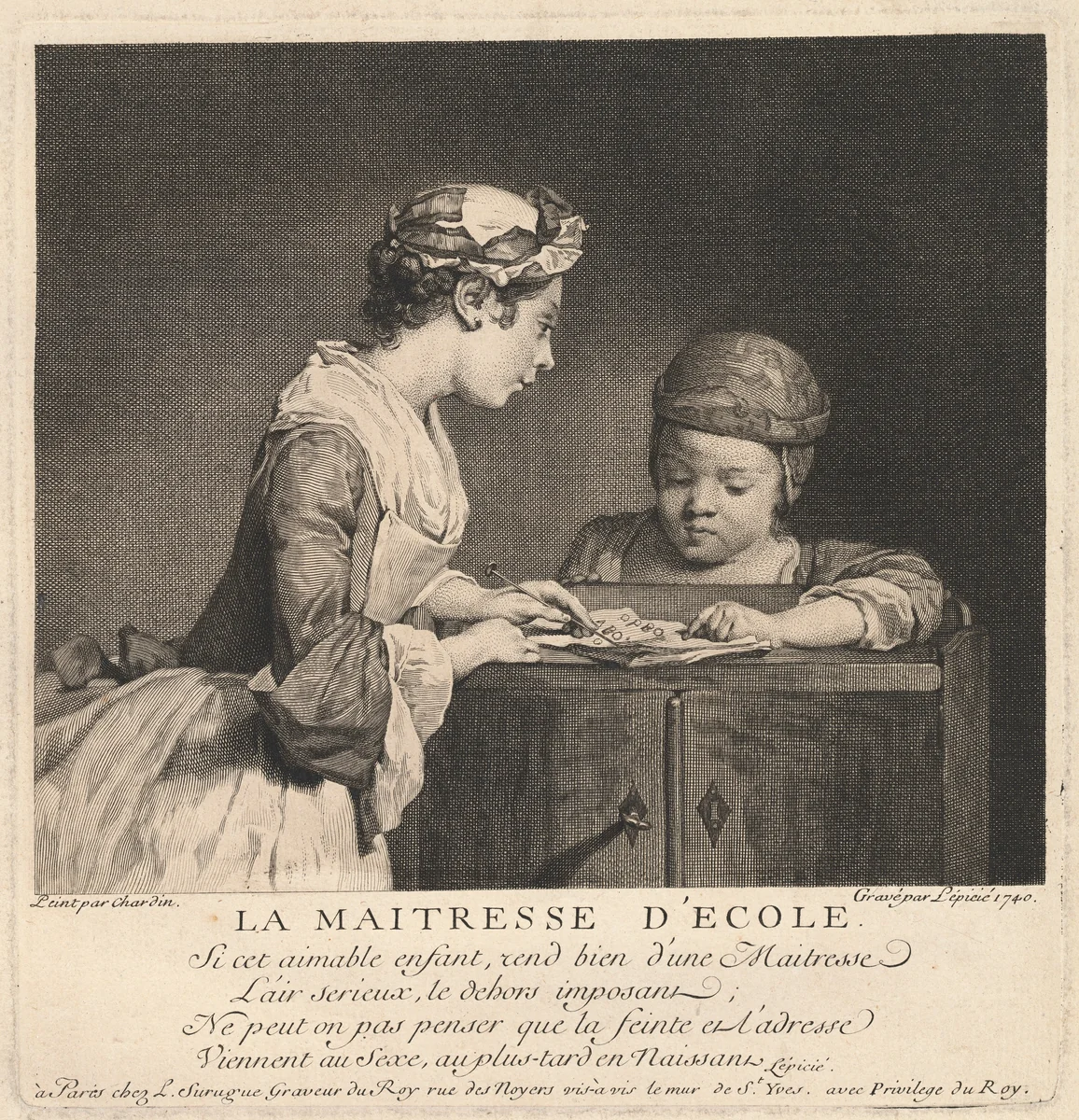 La Maitresse d'ecole by Bernard Lépicié
Jean Siméon Chardin, print, 1740