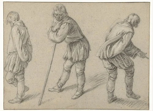 Drie staande mannen by Jacques de Gheyn, drawing, 1598-1603