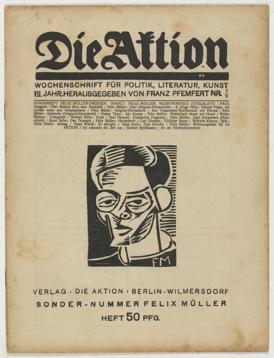 Die Aktion, vol. 7, no. 7/8 by Conrad Felixmüller, periodical, 1917