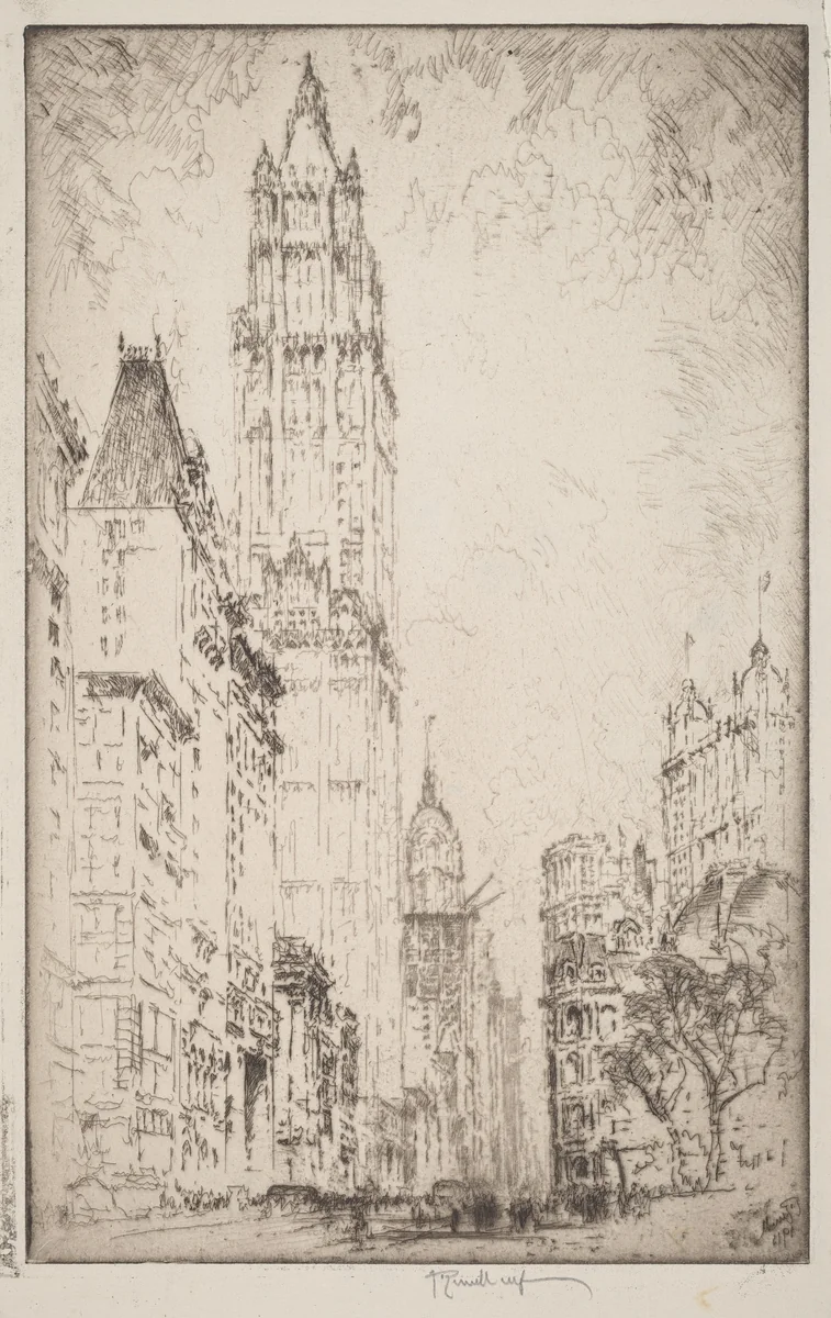 The Woolworth Building by Joseph Pennell, print, 1915