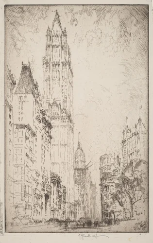 The Woolworth Building by Joseph Pennell, print, 1915