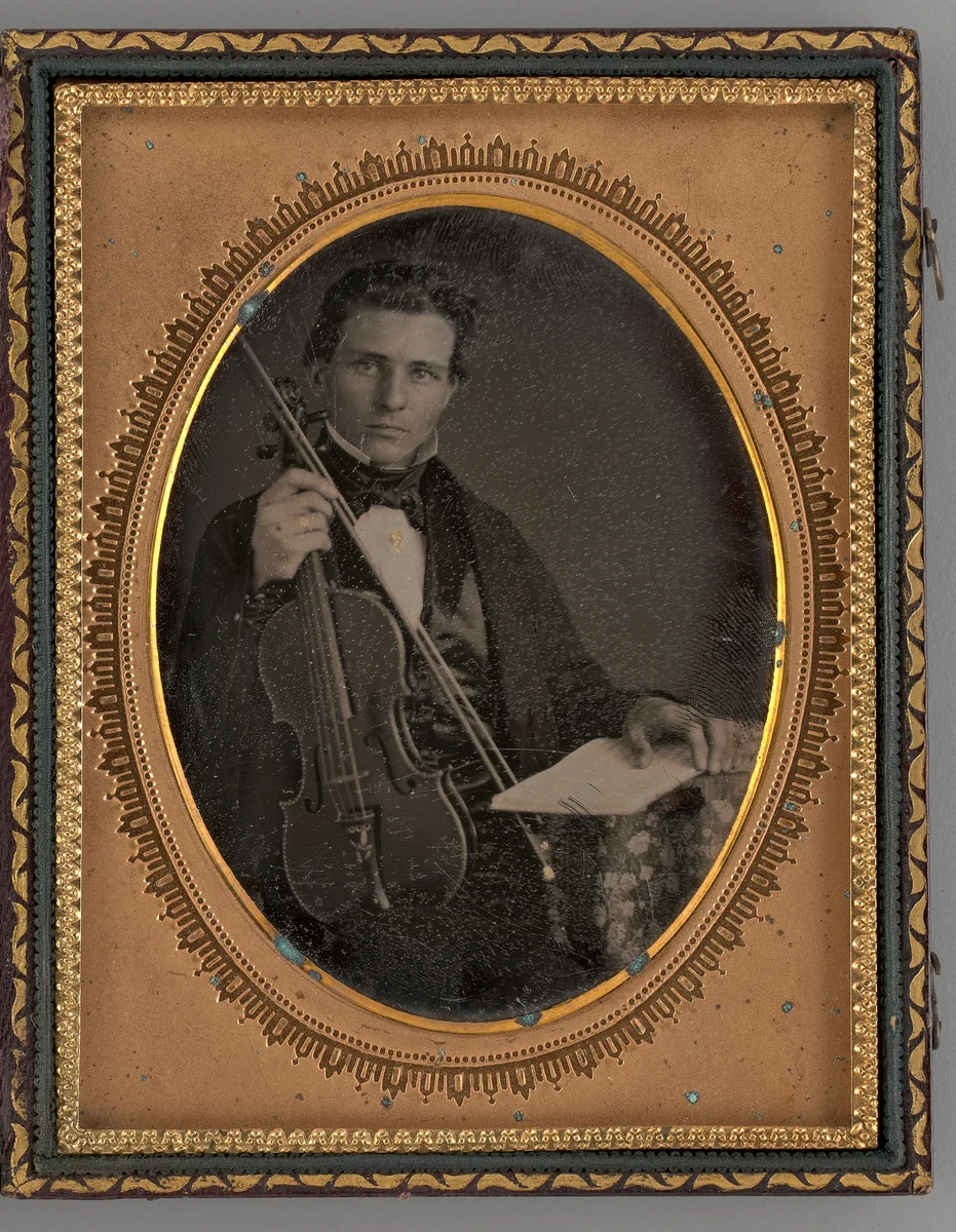 Untitled (Portrait of a Man Holding a Violin and Bow) by J. P. Lusenring, other, 1853