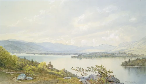 Lake Squam and the Sandwich Mountains by William Trost Richards, artwork, 1872