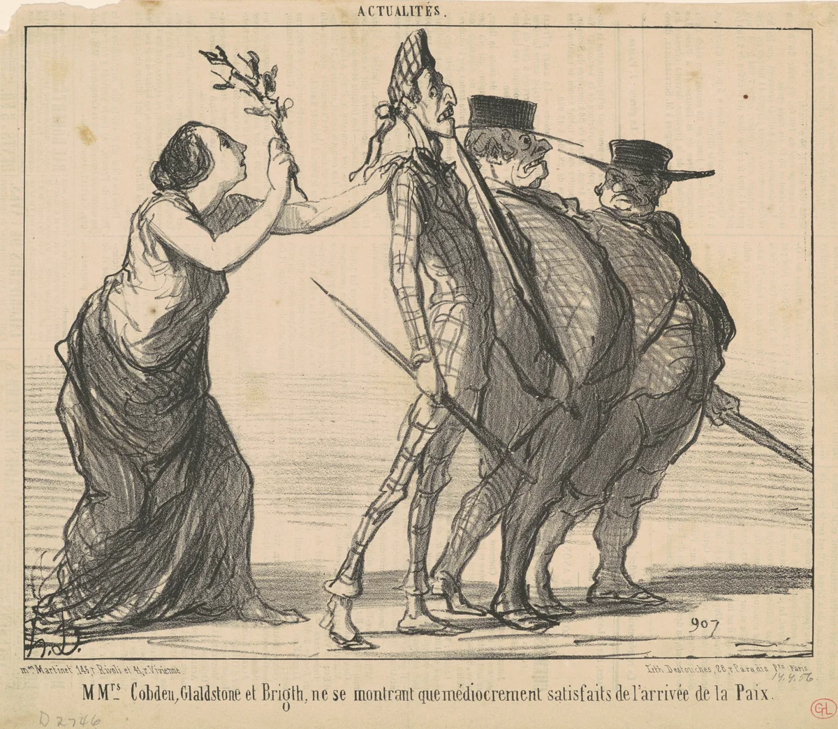Mmrs. Cobden, Gladsone et Brigth ... by Honoré Daumier, print, 1856