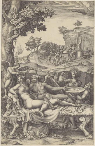 Amor en Psyche by Unknown, print, 1574