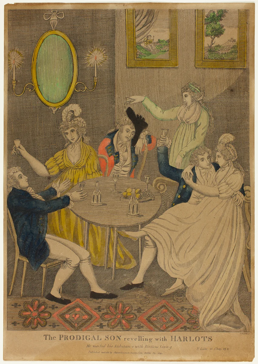 The Prodigal Son with Harlots by Amos Doolittle, print, 1774-1832