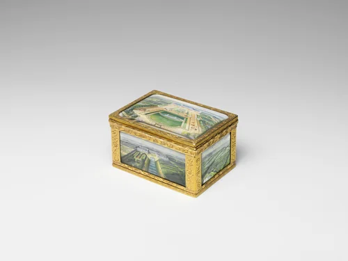 Snuffbox with views at the château of Chanteloup by Pierre-François Delafons, metalwork, 1748-1767