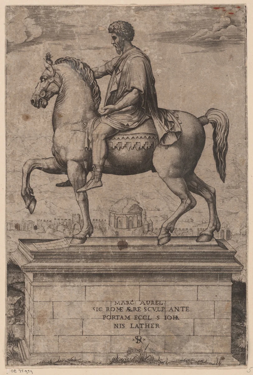 Ruiterstandbeeld van Marcus Aurelius by Unknown, print, 1498-1532