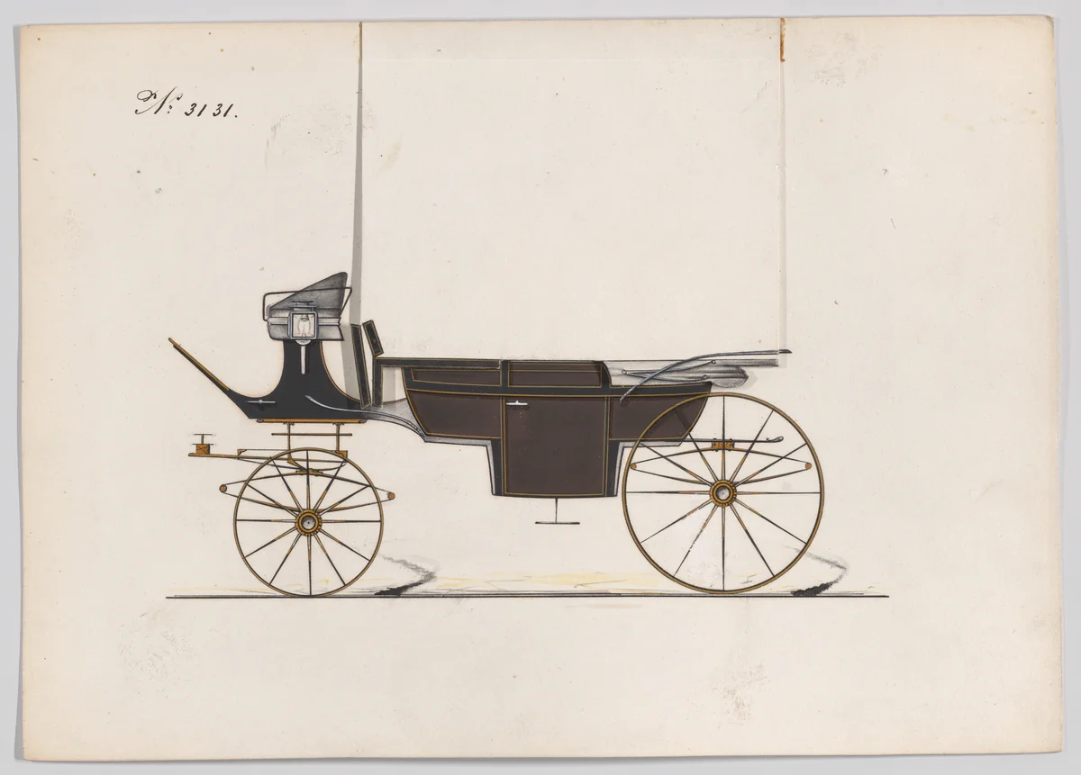 Design for Landau, No. 3131 by Brewster & Co., drawing, 1875