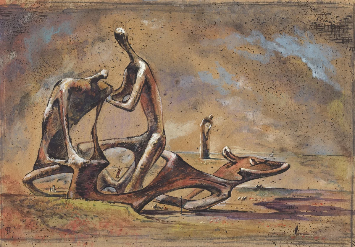 Monumental Surrealist Sculptures in a Landscape by British 20th Century, drawing, 1552-1615