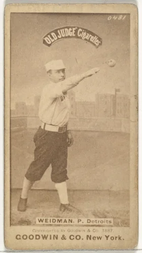 George Edward "Stump" Wiedman, Pitcher, Detroit Wolverines, from the Old Judge series (N172) for Old Judge Cigarettes by Goodwin & Company, photograph, 1887
