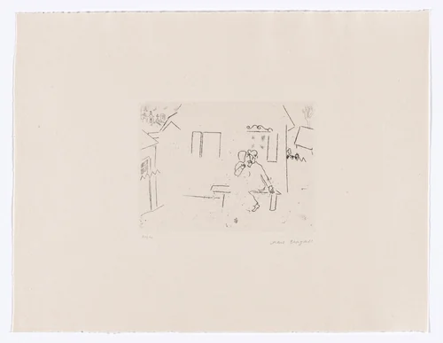 Lovers on the Bench (Liebende auf der Bank) from My Life (Mein Leben) by Marc Chagall, illustrated book, 1922