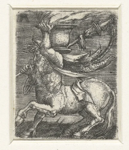 Centaur draagt een pot met vuur by Unknown, print, 1506-1538