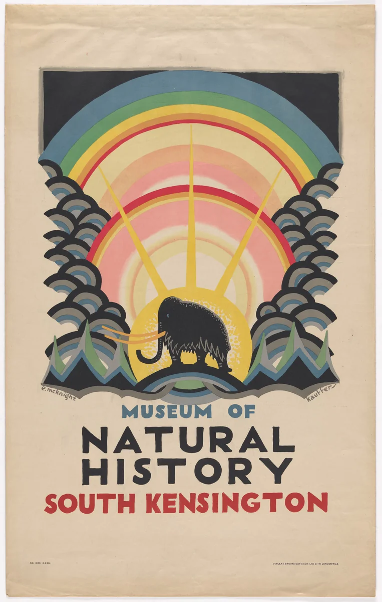 Museum of Natural History, South Kensington (Poster for London Transport) by E. McKnight Kauffer, design, 1923