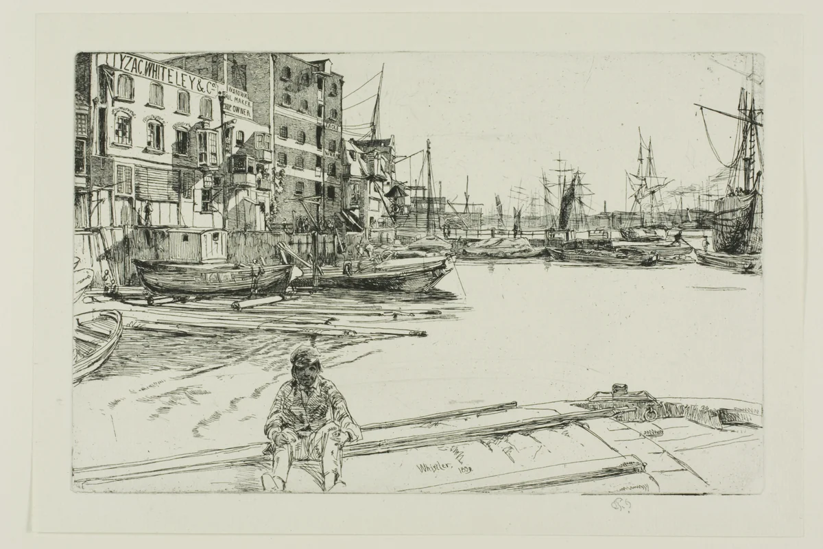 Eagle Wharf by James McNeill Whistler, print, 1859