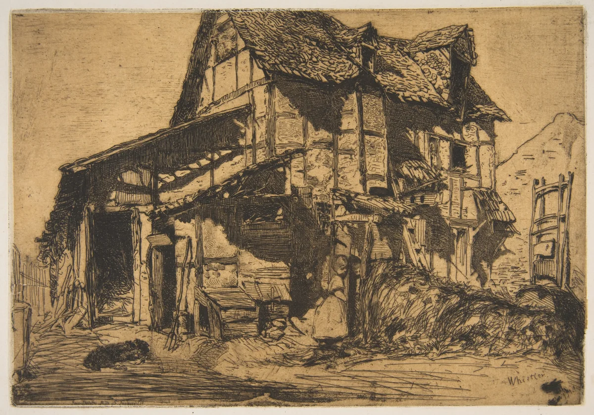 The Unsafe Tenement (The Old Farm) by James McNeill Whistler, print, 1858