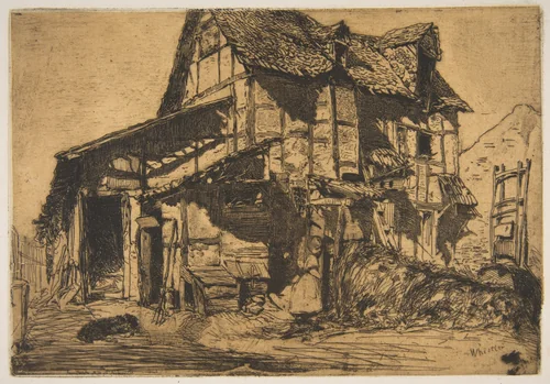 The Unsafe Tenement (The Old Farm) by James McNeill Whistler, print, 1858