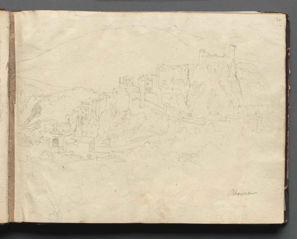 Album with Views of Rome and Surroundings, Landscape Studies, page 02a: "Olevano" by Franz Nadorp, book, 1830-1870