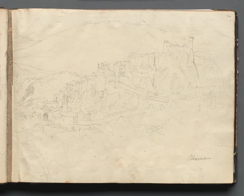 Album with Views of Rome and Surroundings, Landscape Studies, page 02a: "Olevano" by Franz Nadorp, book, 1830-1870
