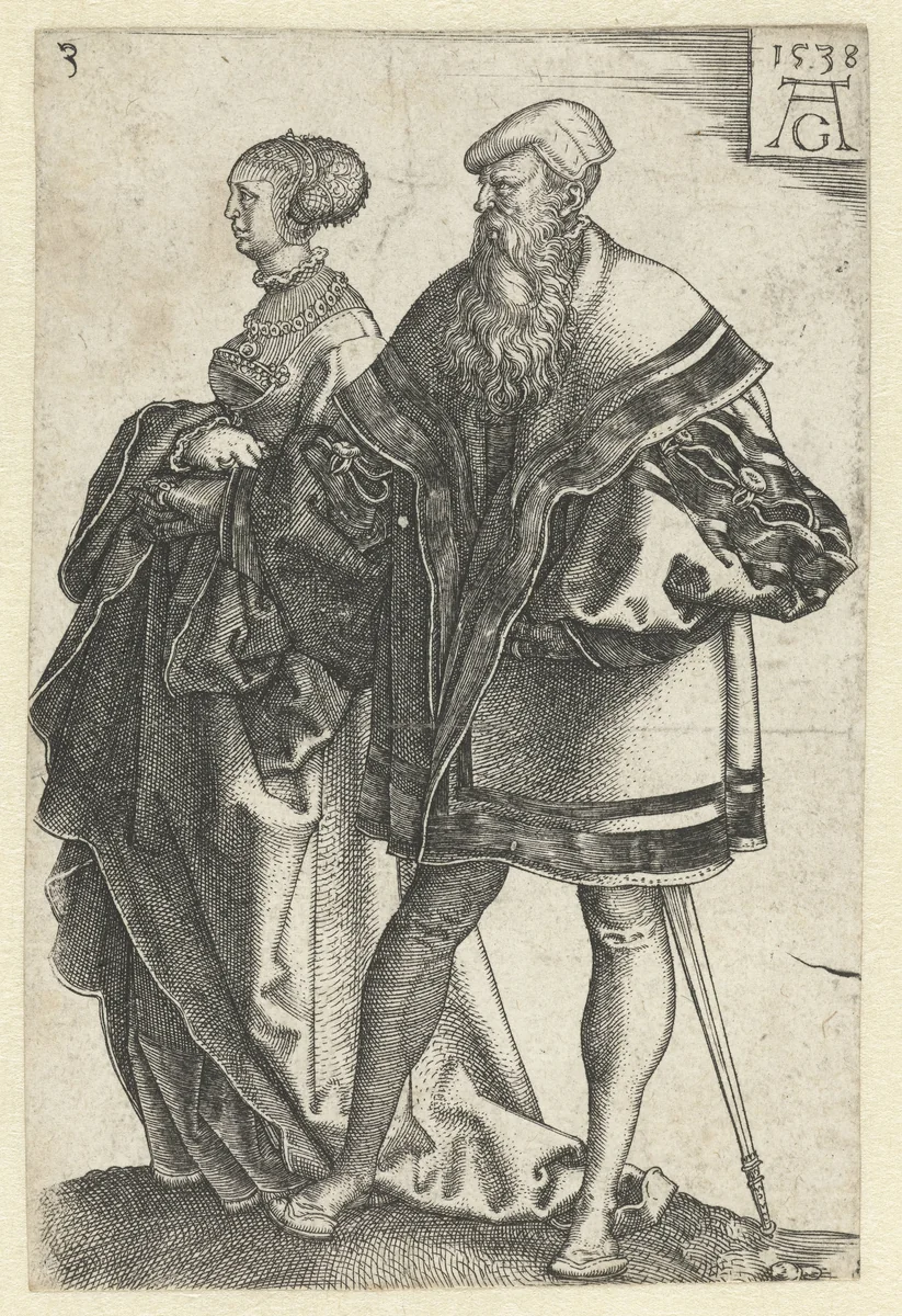 Dansend paar no. 3 by Unknown, print, 1538
