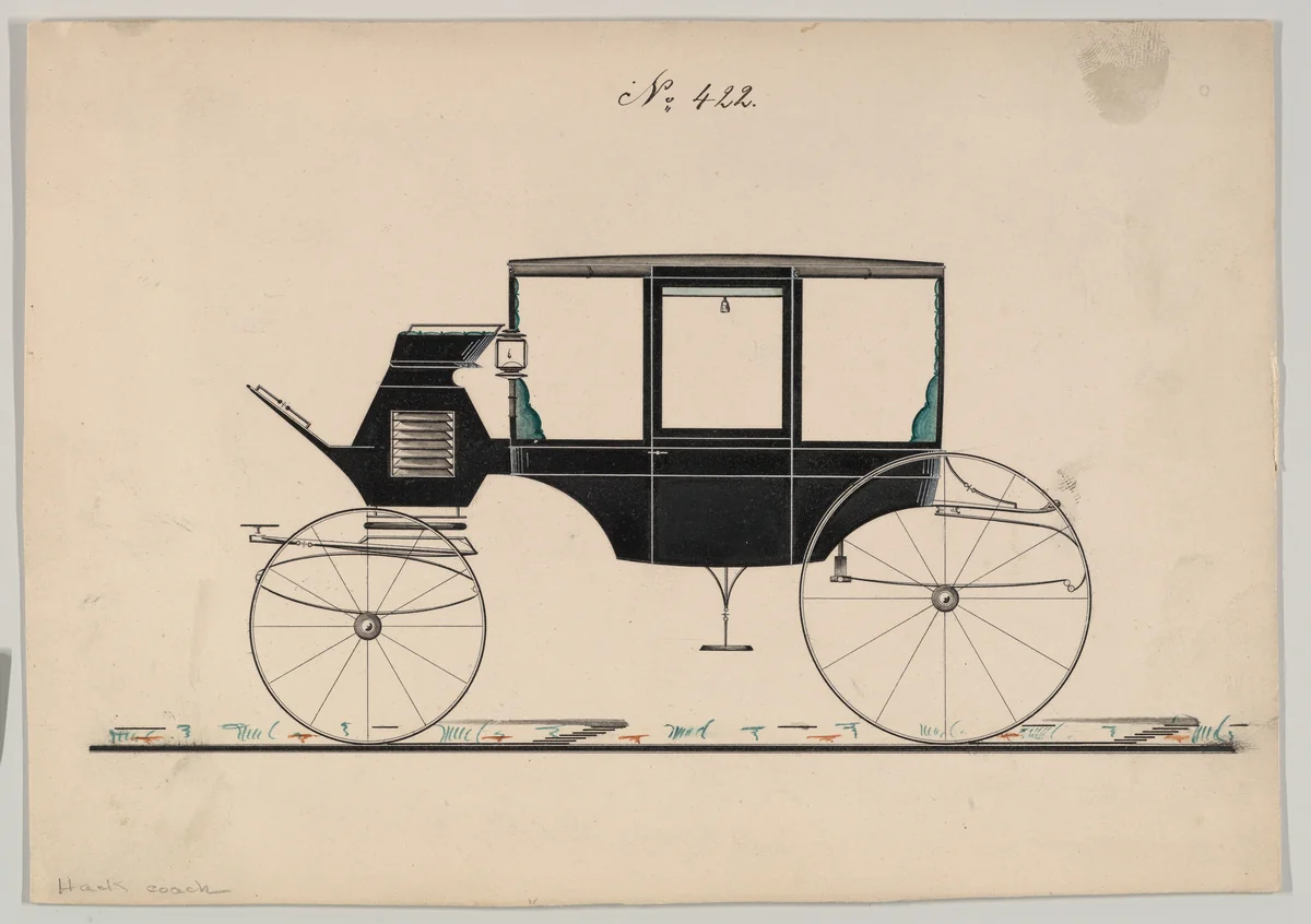 Hack Coach #422 by Brewster & Co., drawing, 1865-1875