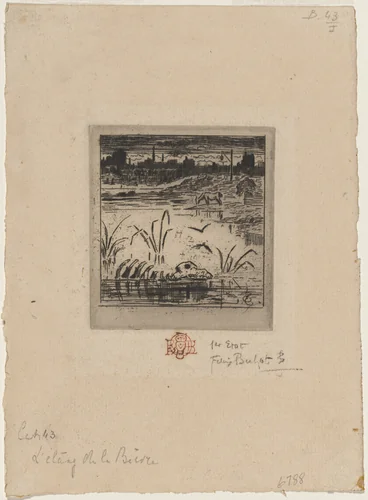 L'Etang de la Bièvre (The Beaver Pond) by Félix-Hilaire Buhot, print, 1847-1898