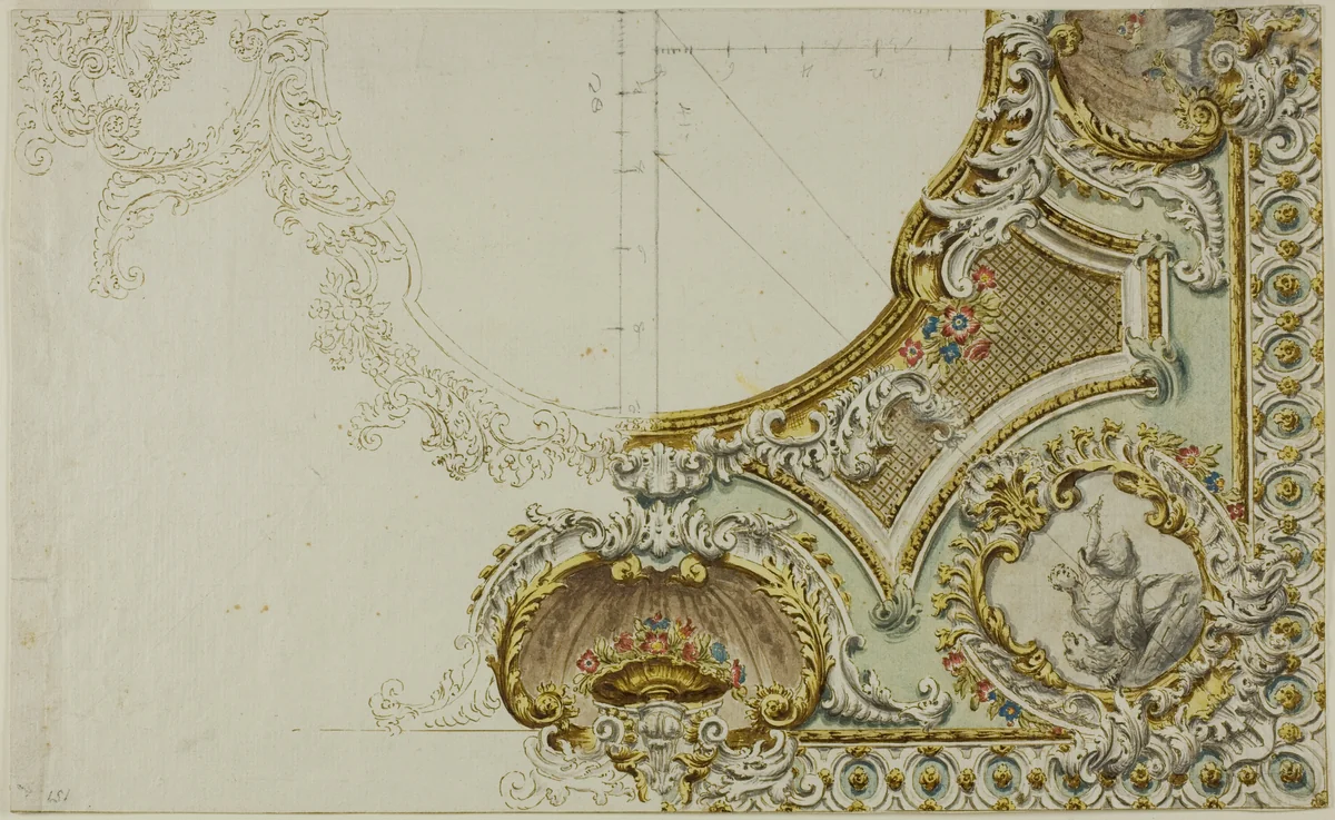 Sketch of Ceiling Decoration by Unknown Artist, painting, 1700-1799