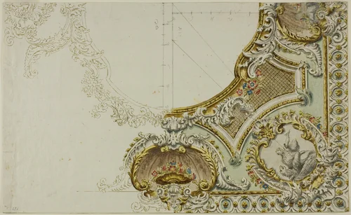 Sketch of Ceiling Decoration by Unknown Artist, painting, 1700-1799