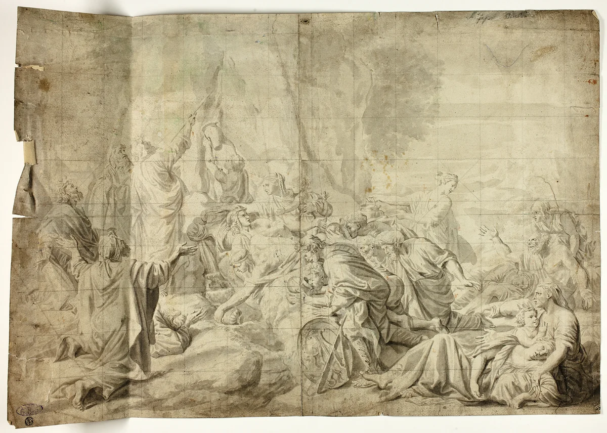 Moses Drawing Water from the Rock by Charles Le Brun
Nicolas Poussin, drawing, 1700-1799