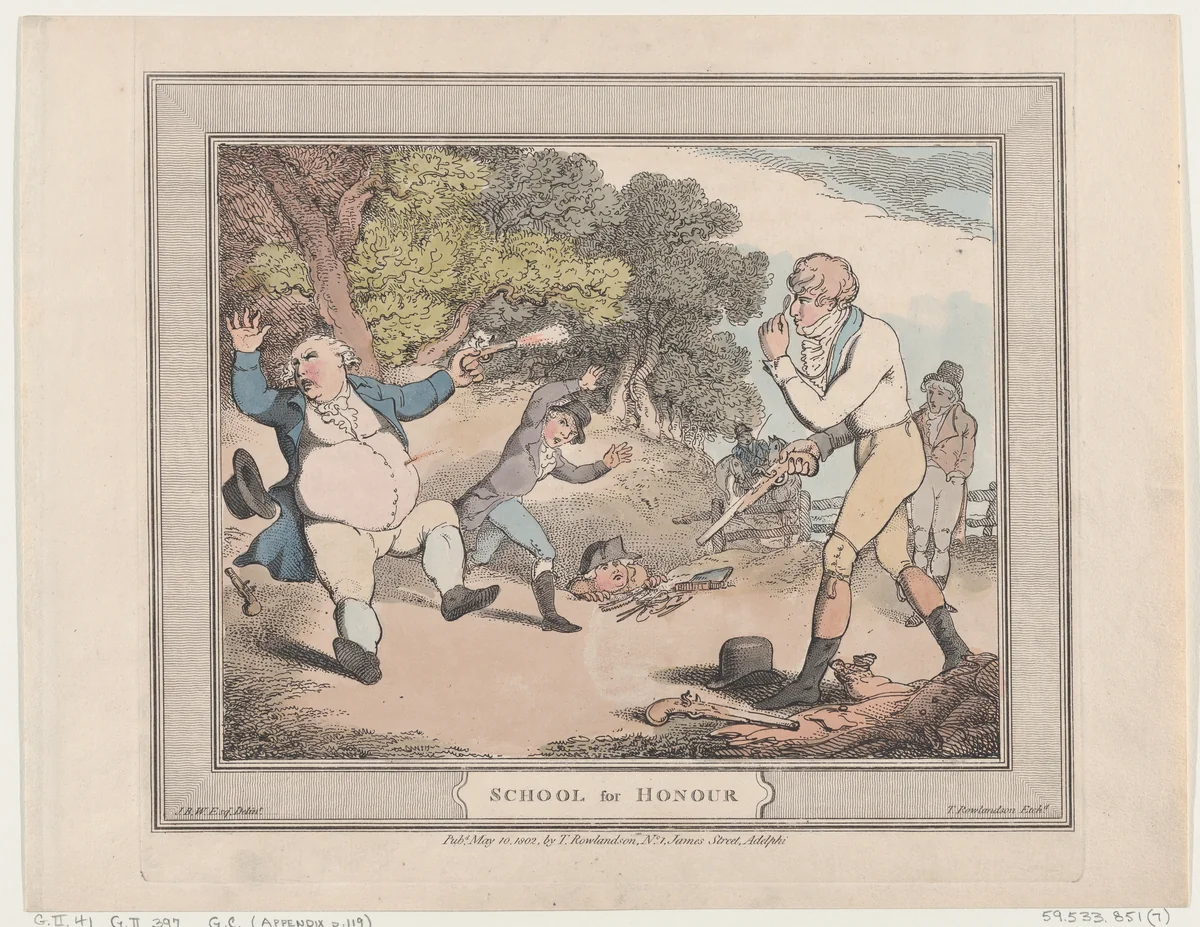 School for Honour by Thomas Rowlandson, print, 1802
