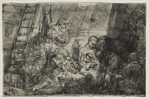 The Circumcision In the Stable by Rembrandt van Rijn, print, 1654