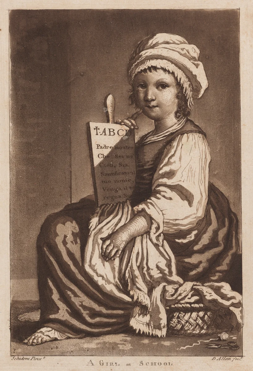 A Girl at School by David Allan
Bartolomeo Schidone, print, 1780