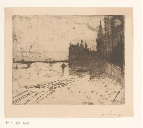 Gezicht op de Houses of Parliament te Londen by Norbert Goeneutte, print, 1888