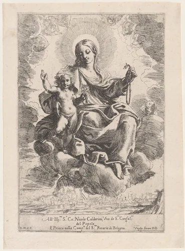 The Virgin of the Rosary by Domenico Maria Canuti, print, 1645-1684