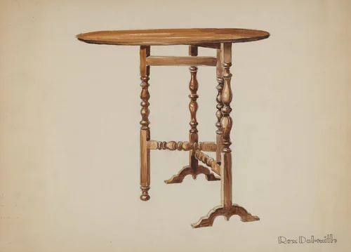Three Legged Gate-leg Table by Rex Dolmith, index of american design, 1936