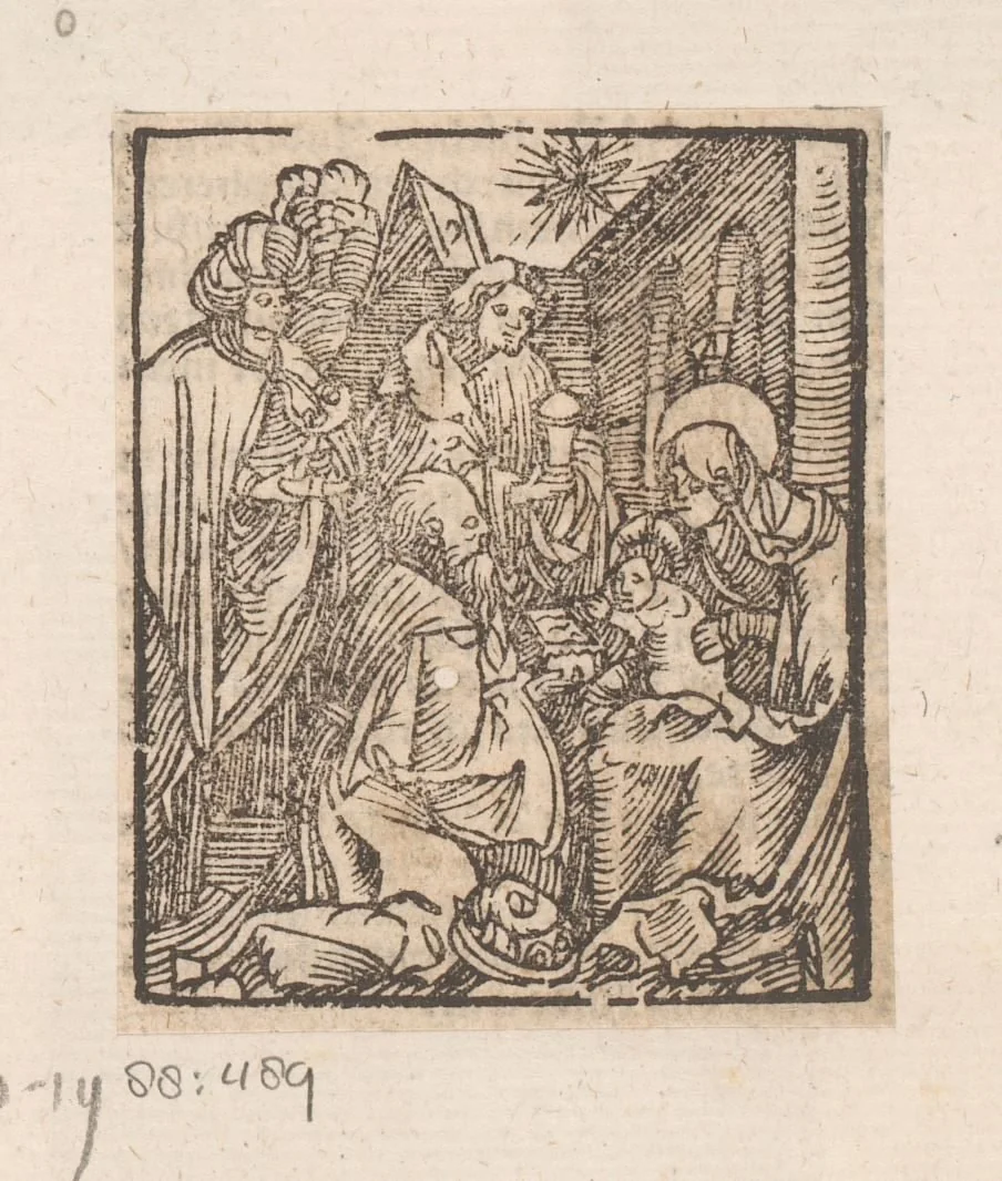 Aanbidding der koningen by anonymous, print, 1536