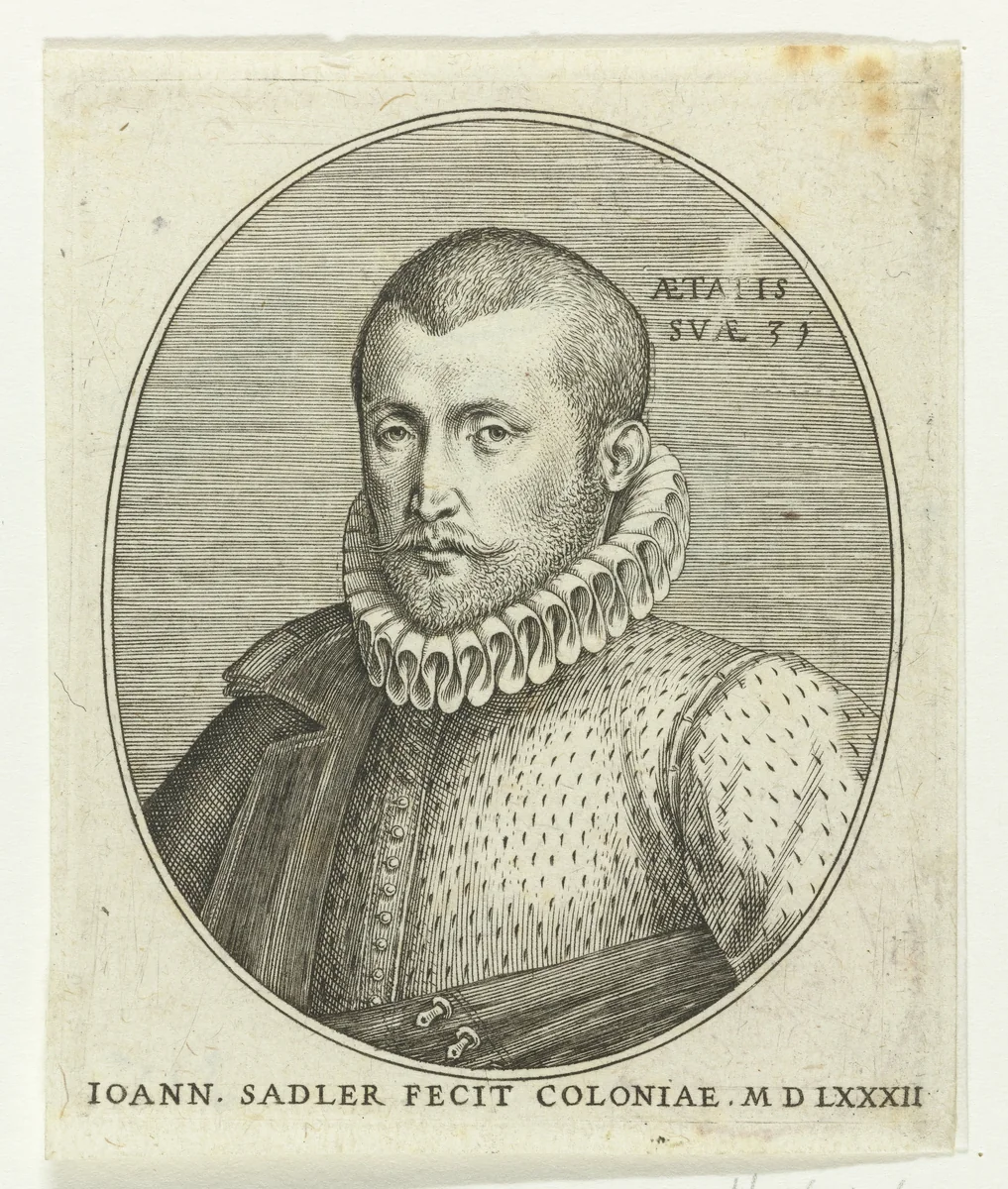 Zelfportret van Johann Sadeler op 31-jarige leeftijd by Unknown, print, 1582