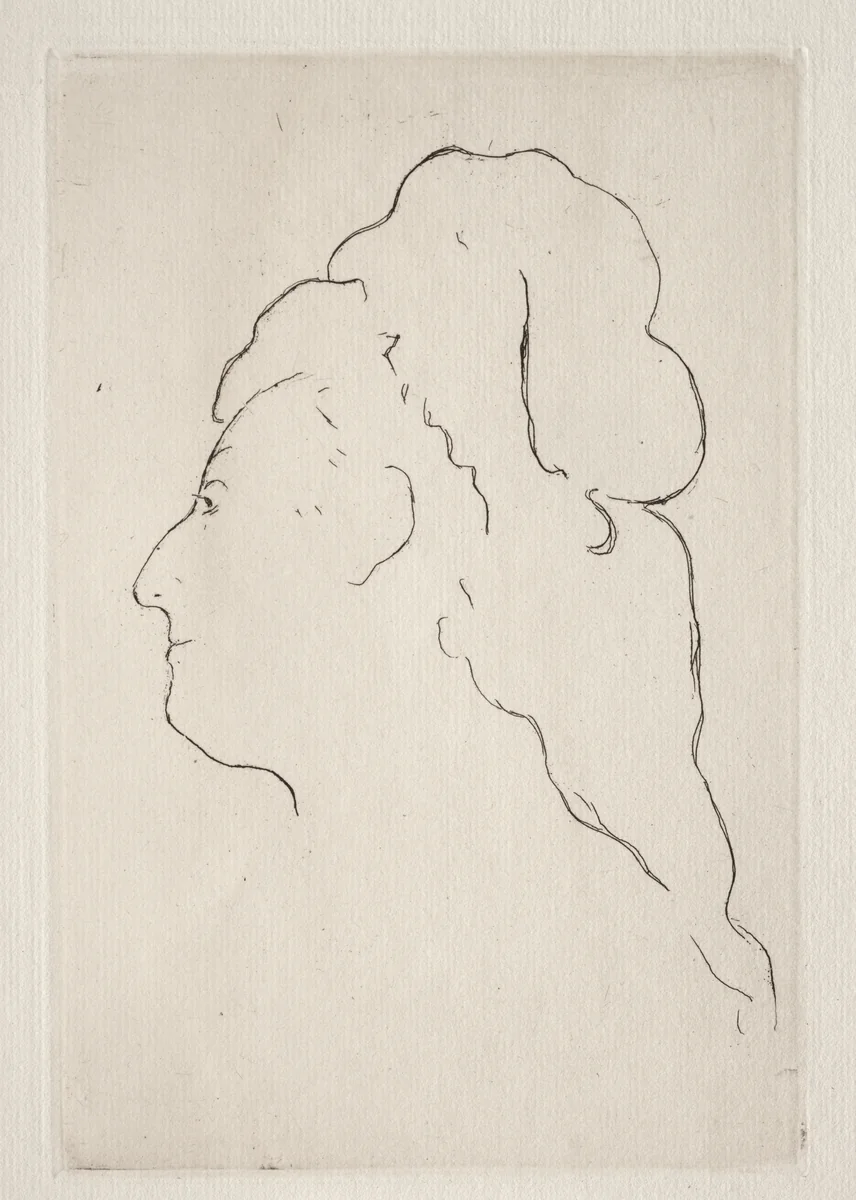 Profile of Eva Gonzalès turned to the left by Edouard Manet, print, 1864-1874