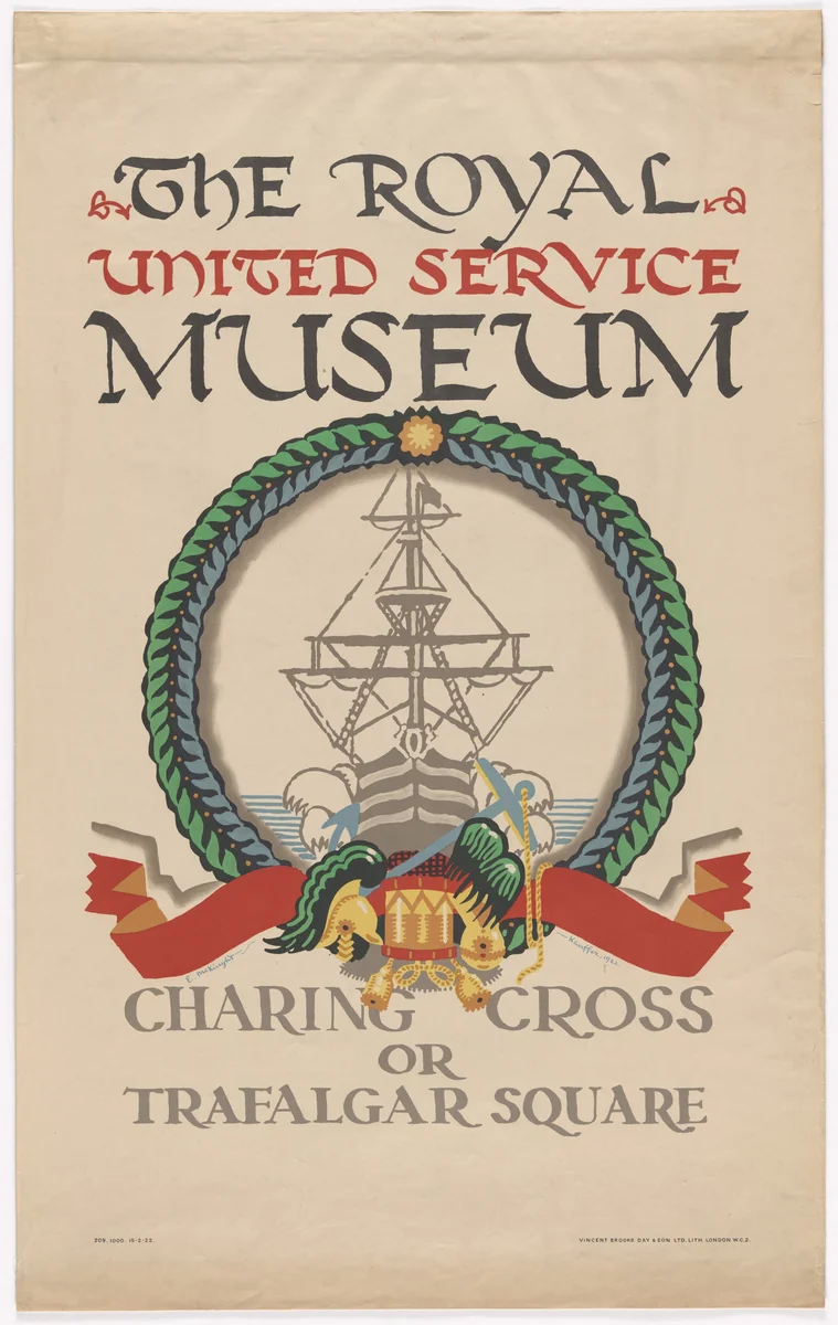 The Royal United Service Museum (Poster for Underground Electric Railways Company) by E. McKnight Kauffer, design, 1922
