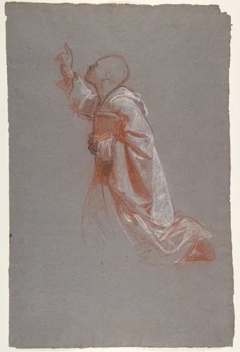 Cleric (lower register; study for wall paintings in the Chapel of Saint Remi, Sainte-Clotilde, Paris, 1858) by Isidore Pils, drawing, 1830-1875