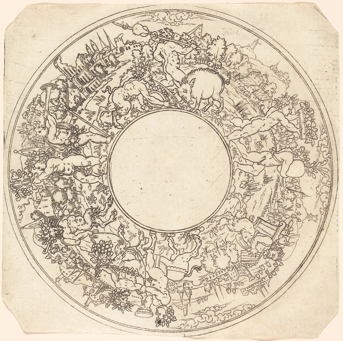 Triumphal Procession of Bacchus by Jonas Silber, print, 1572-1589