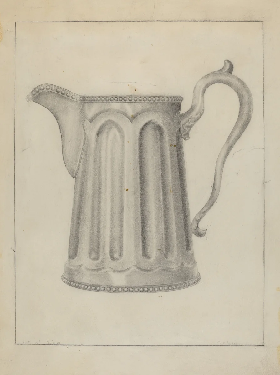 Pewter Creamer by Samuel O. Klein, index of american design, 1935-1942